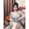Cao cấp Set Váy Ngủ & Áo Choàng Cúc Ren Nơ Gọng Ngực - Hube Sleepwear 285k 4