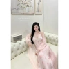 Cao cấp váy ngủ lụa kèm áo choàng ren hoa nhí lyly dài tiểu thư QC loại 1 Xíu Sleepwear 7