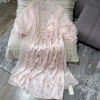 Cao cấp váy ngủ lụa kèm áo choàng ren hoa nhí lyly dài tiểu thư QC loại 1 Xíu Sleepwear 9