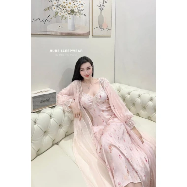 Cao cấp váy ngủ lụa kèm áo choàng ren hoa nhí lyly dài tiểu thư QC loại 1 Xíu Sleepwear 10 Cao cấp váy ngủ lụa kèm áo choàng ren hoa nhí lyly dài tiểu thư QC loại 1 Xíu Sleepwear 10