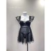 Cao cấp Váy Ngủ Voan Mềm Nơ Nhí Chấm Bi và Ren Lụa, Viền Ngực Dây Cánh Tiên Xoè Tầng - Hube Sleepwear 539k 8