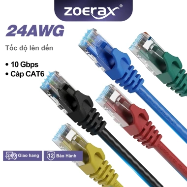 Cáp Ethernet Cat6 ZoeRax 24AWG 1.000Mbps RJ45 UTP - Tốc độ cao, tương thích PC, PS5, Xbox - 48.399đ