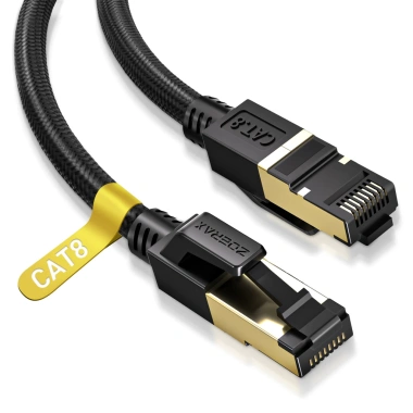 Cáp Ethernet ZoeRax RJ45 Cat8 tốc độ cao, bảo vệ tường, trong nhà ngoài trời, độ dài 0.3-8m, giảm giá 22% - 99.092 VND