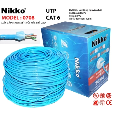 Cáp mạng UTP CAT6 NIKKO 708 chính hãng - Giá 990.000đ, giảm sốc 2 Cáp mạng UTP CAT6 NIKKO 708 chính hãng - Giá 990.000đ, giảm sốc 2