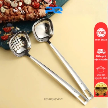 Cặp muôi ăn lẩu Oyatton đầu vuông 18/10 nguyên khối - Chỉ 110k, bền chịu nhiệt