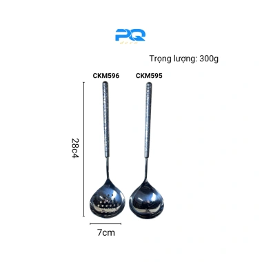 Cặp muỗng Chockmen cán tròn khắc vân inox 18/10 - Muỗng ăn lẩu, múc canh, chỉ 129k