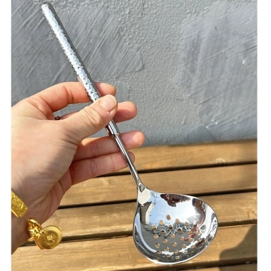 Cặp muỗng Chockmen cán tròn khắc vân inox 18/10 - Muỗng ăn lẩu, múc canh, chỉ 129k