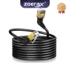Cáp RJ45 Cat8 40Gbps 2.000MHz Zoerax - Dây mạng xoay 360 mạ vàng đen 0.5-5m, hỗ trợ PoE/LAN, giảm giá 22%