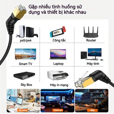Cáp RJ45 Cat8 40Gbps 2.000MHz Zoerax - Dây mạng xoay 360 mạ vàng đen 0.5-5m, hỗ trợ PoE/LAN, giảm giá 22% 7