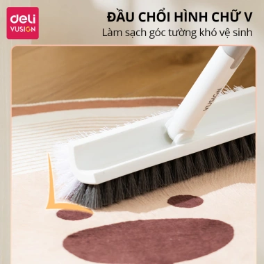 Cây chà sàn Deli đầu chữ V - chổi cọ thông minh, xoay 180°, kéo dài linh hoạt