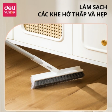 Cây chà sàn Deli đầu chữ V - chổi cọ thông minh, xoay 180°, kéo dài linh hoạt