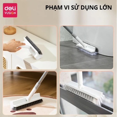 Cây chà sàn Deli đầu chữ V - chổi cọ thông minh, xoay 180°, kéo dài linh hoạt