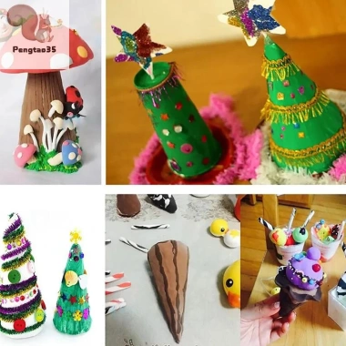 Cây Giáng Sinh Đầu Xốp Nón Thủ Công DIY Handmade - Trang Trí Lễ Hội Trẻ Em, COD