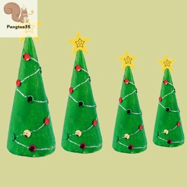 Cây Giáng Sinh Đầu Xốp Nón Thủ Công DIY Handmade - Trang Trí Lễ Hội Trẻ Em, COD