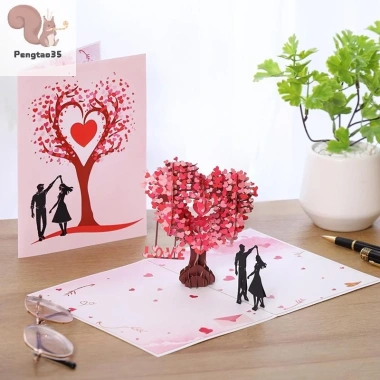 Cây hình trái tim 3D - Thiệp chúc mừng Lễ Tình Nhân, Ba chiều, Quà tặng cặp đôi, COD - Giá ưu đãi 184,356₫ 2