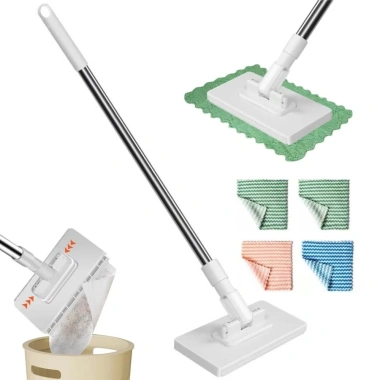 Cây lau bụi HAPPYLEAF kẹp 360 - Đầu xoay rảnh tay, 3 loại vải tái sử dụng, làm sạch sàn nhanh 4