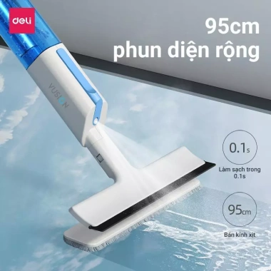 Cây lau kính Deli 126cm - Phun sương, gạt nước, đầu xoay 90°, chỉ 49.000đ