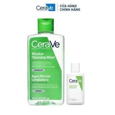 CeraVe Nước Tẩy Trang 295ml + Sữa Rửa Mặt Dành Cho Da Khô 30ml - Giá chỉ 335.000₫