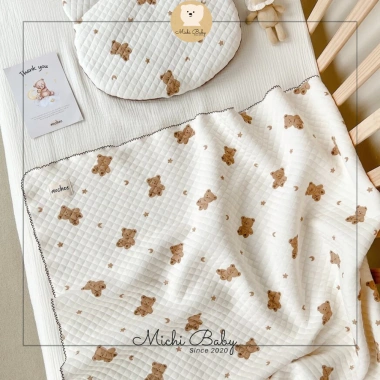 Chăn lụa cotton Mochee 90x120 cho bé - Michi Baby MC533 giảm giá, chỉ 394.000đ 5