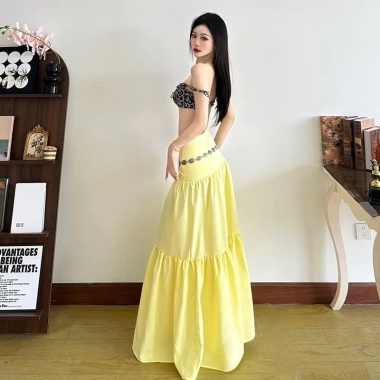 Chân váy 3 tầng maxi bigsize vải lụa có lót trong - Giá chỉ 105.000 VNĐ