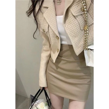 Chân Váy Cardigan Nữ Dài Tay Hàn Quốc - Bộ 2 Chiếc Mù Thu Che Thịt Ôm Mông, Phù Hợp Đi Làm, Giảm Giá Đến 298k 4