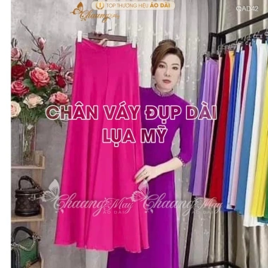Chân váy đầm đụp áo dài cách tân vải lụa Mỹ, quần xòe rộng dự tiệc Tết