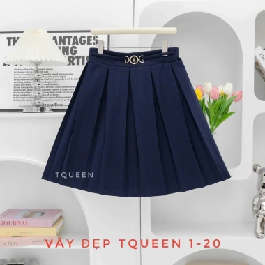 Chân váy xếp ly xanh than + quần bảo hộ cho bé gái, đồng phục học sinh nữ tiểu học, chỉ 99.000₫ 7