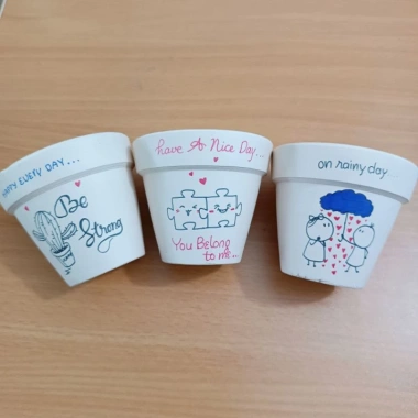 Chậu đất nung vẽ hình cute không phai không trôi màu, giá chỉ 7.500₫ 2