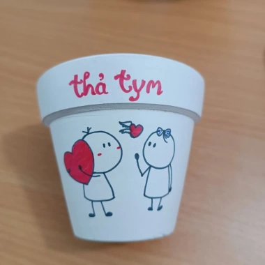Chậu đất nung vẽ hình cute không phai không trôi màu, giá chỉ 7.500₫ 4