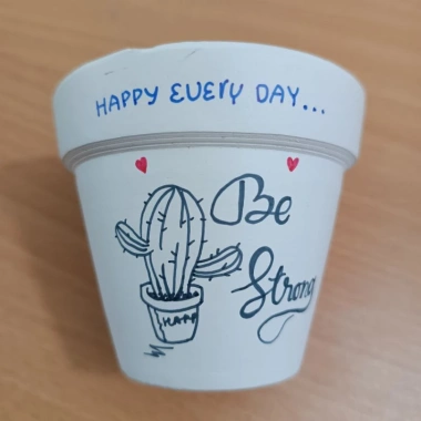 Chậu đất nung vẽ hình cute không phai không trôi màu, giá chỉ 7.500₫ 7