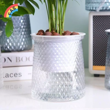 Chậu tự tưới hai lớp nhựa trong suốt – Hoa lười thủy canh, trang trí VN
