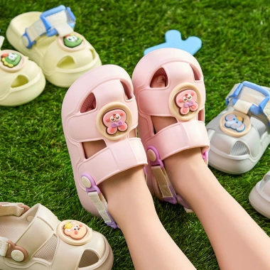 Cheerful Dép sục Mario 1-7 tuổi Ruy Băng Thỏ Hồng, EVA Cross Velcro, Thời Trang Bé - 189.000
