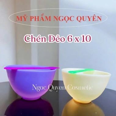 Chén Dẻo Silicon 6x10 Quậy Bột Mặt Nạ và Muỗng Giá Ưu Đãi 25.000₫