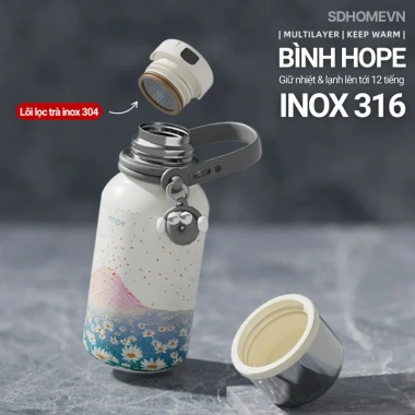 [CHÍNH HÃNG] Bình Giữ Nhiệt có lõi lọc trà Inox 316 Big Car | Hình Núi Fuji Hoa Hồng HOPE | Giữ nhiệt 12 tiếng 3