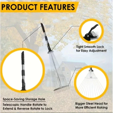 Chổi quét đất TAYO thép điều chỉnh kích thước - Dọn vườn, gom rác, chỉ 105k 2
