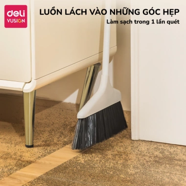 Chổi quét nhà công thái học Deli - Bộ cán dài và xẻng hốt rác, chỉ 85.000đ
