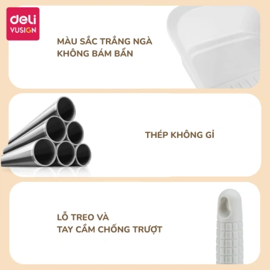 Chổi quét nhà công thái học Deli - Bộ cán dài và xẻng hốt rác, chỉ 85.000đ