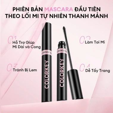 Chuốt Mi Dense Mascara Colorkey - Mi Dài Cong Tự Nhiên, Chống Nước, Nhanh Khô, 169k