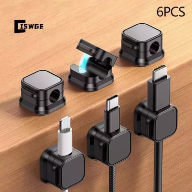 CISWGE 6 Kẹp Quản Lý Cáp Đa Màu - Sắp Xếp Dây Bàn Làm Việc, Móc Treo Tường, Điện Thoại & Sạc