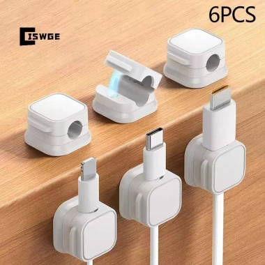 CISWGE 6 Kẹp Quản Lý Cáp Đa Màu - Sắp Xếp Dây Bàn Làm Việc, Móc Treo Tường, Điện Thoại & Sạc