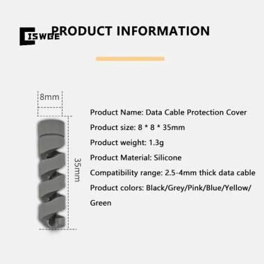 CISWGE Dây Dán Bảo Vệ Cáp Silicon Xoắn Ốc Tiết Kiệm Đầu Cáp USB 6 Miếng – 30.470 VND