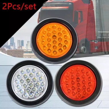 CISWGE LED tròn 2 chiếc 12V/24V đèn phanh dừng, đánh dấu, cảnh báo phản quang đỏ vàng trắng cho trailer
