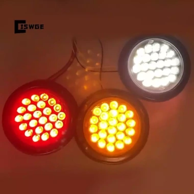 CISWGE LED tròn 2 chiếc 12V/24V đèn phanh dừng, đánh dấu, cảnh báo phản quang đỏ vàng trắng cho trailer