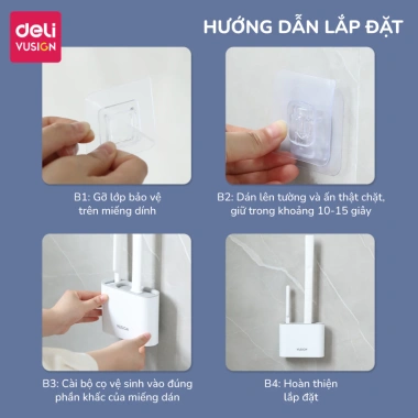 Cọ bồn cầu silicone Deli 2 trong 1 kèm hộp treo tường – giảm còn 104.000₫