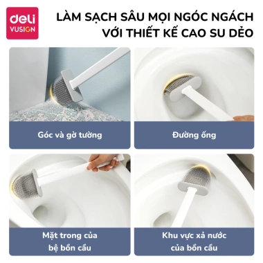 Cọ bồn cầu silicone Deli 2 trong 1 kèm hộp treo tường – giảm còn 104.000₫