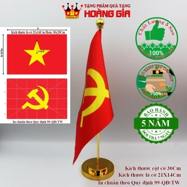Cờ để bàn làm việc CĐB122 Cột kim loại mạ vàng sang trọng, quà tặng hoàng gia, giá ưu đãi 50.000 VND