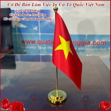 Cờ để bàn làm việc CĐB122 Cột kim loại mạ vàng sang trọng, quà tặng hoàng gia, giá ưu đãi 50.000 VND