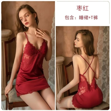 Cô Đơn Desire Váy Ngủ Pháp Size Lớn Ice Silk Mỏng Sling Deep V + Lót Ngực - 347.760₫ 14