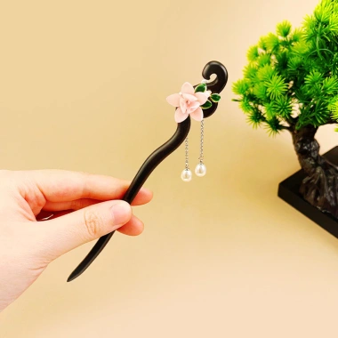 Cổ nữ kẹp tóc cuộn retro gỗ mun phụ kiện Trung Hoa, chỉ 90.575₫ 8