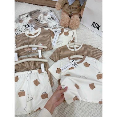 Cộc tay bé trai cotton mềm mát họa tiết đáng yêu, phong cách Hàn - Size 7-25kg 165k 7